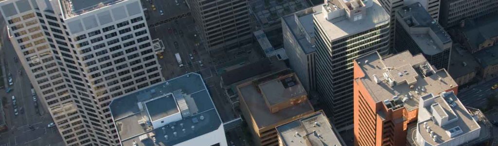 Arial view of skyscrapers